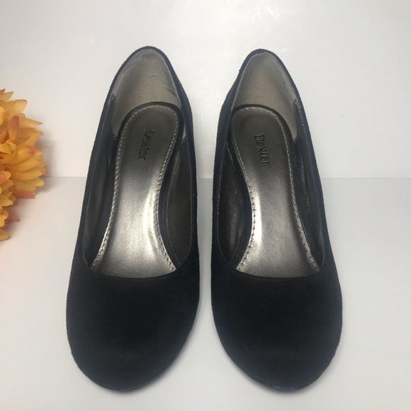 Dexter black suede wedges size 7 - Picture 2 of 8